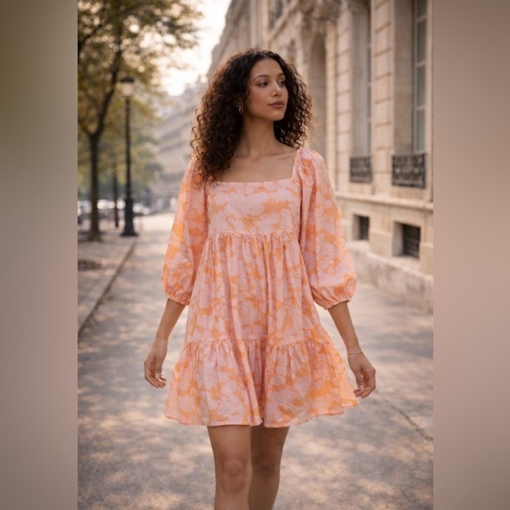 Sanctuary Women's Melon Field Weekender Babydoll Dress | French Girl EUC M #2177